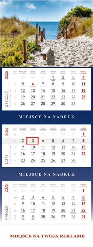 Kalendarz 2026 trójdzielny MORZE. KS 055B MORZE